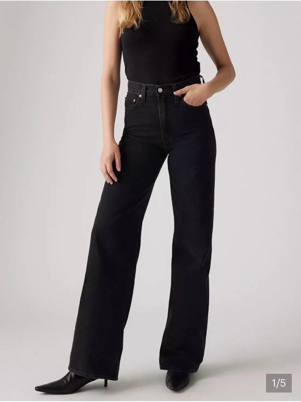 Levi's Black Ribcage Wide-Leg Jeans